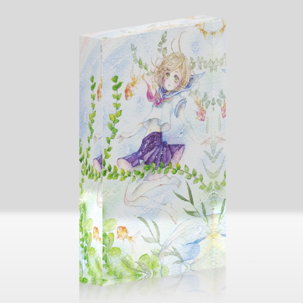【創作】金魚と戯れ【アクリルブロック】