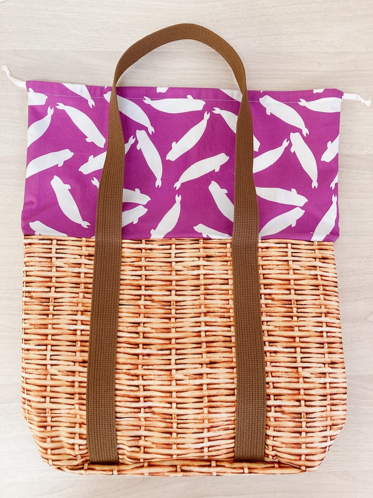 【Free!イメージ】かごバッグ風トート 白 マリン 赤紫 ベルーガ カゴ 籠