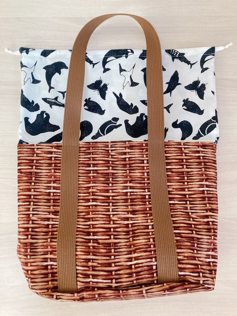 【Free!イメージ】かごバッグ風トート 白 マリン 赤紫 ベルーガ カゴ 籠