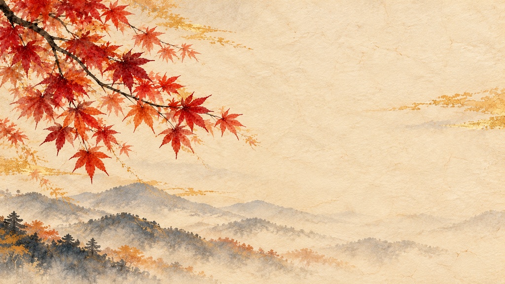 【VTuber配信背景】秋彩日和|和紙水彩の和風・秋背景5枚セット|1920×1080 PNG