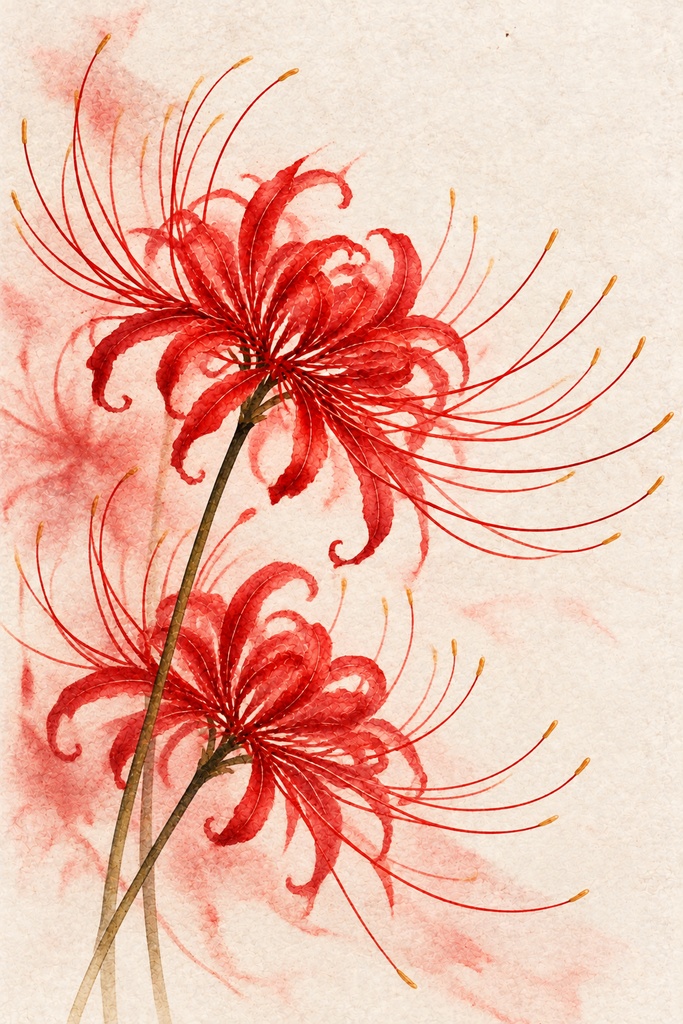 秋の花だより|和モダンポストカード3枚セット|竜胆・彼岸花・コスモス|印刷用PDF