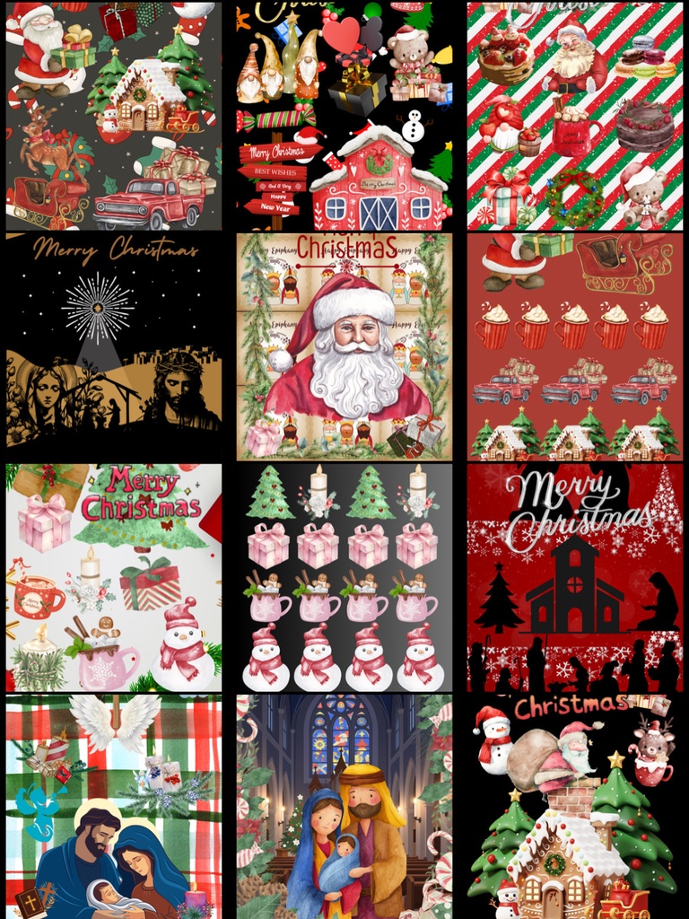 Christmas Digital Paper 12set