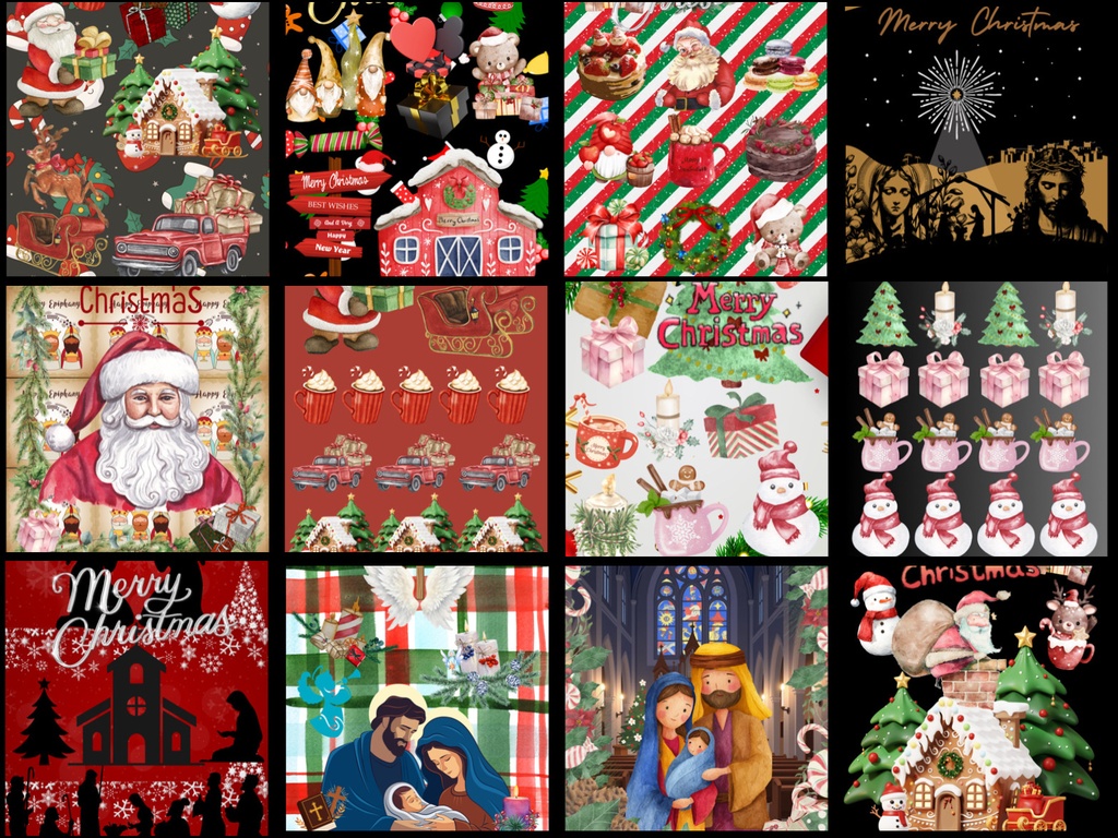 Christmas Digital Paper 12set