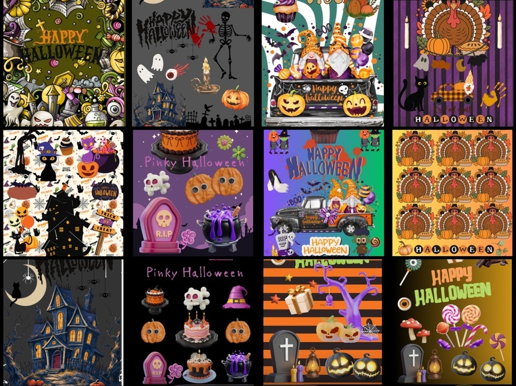 Halloween Digital Paper 12set