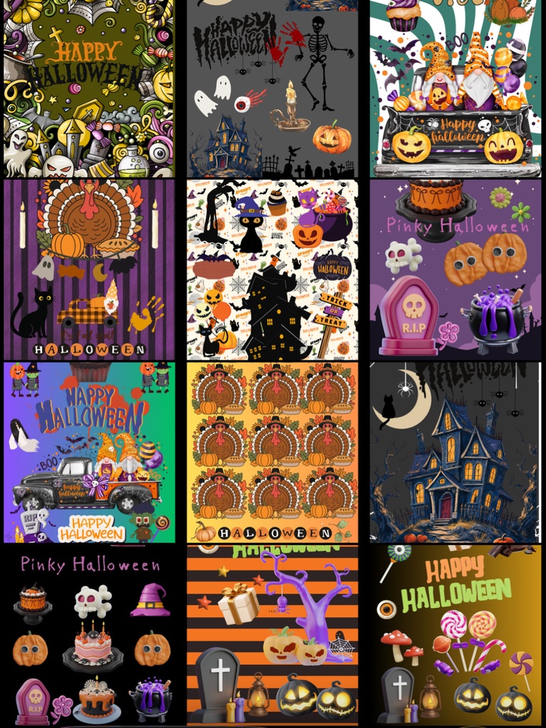 Halloween Digital Paper 12set