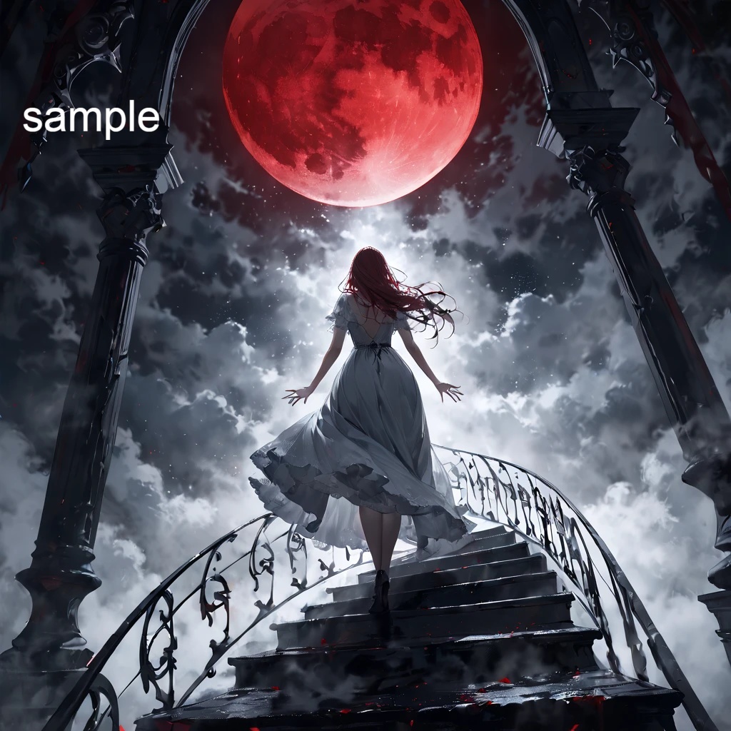 【画像素材】紅い月と人型 10枚