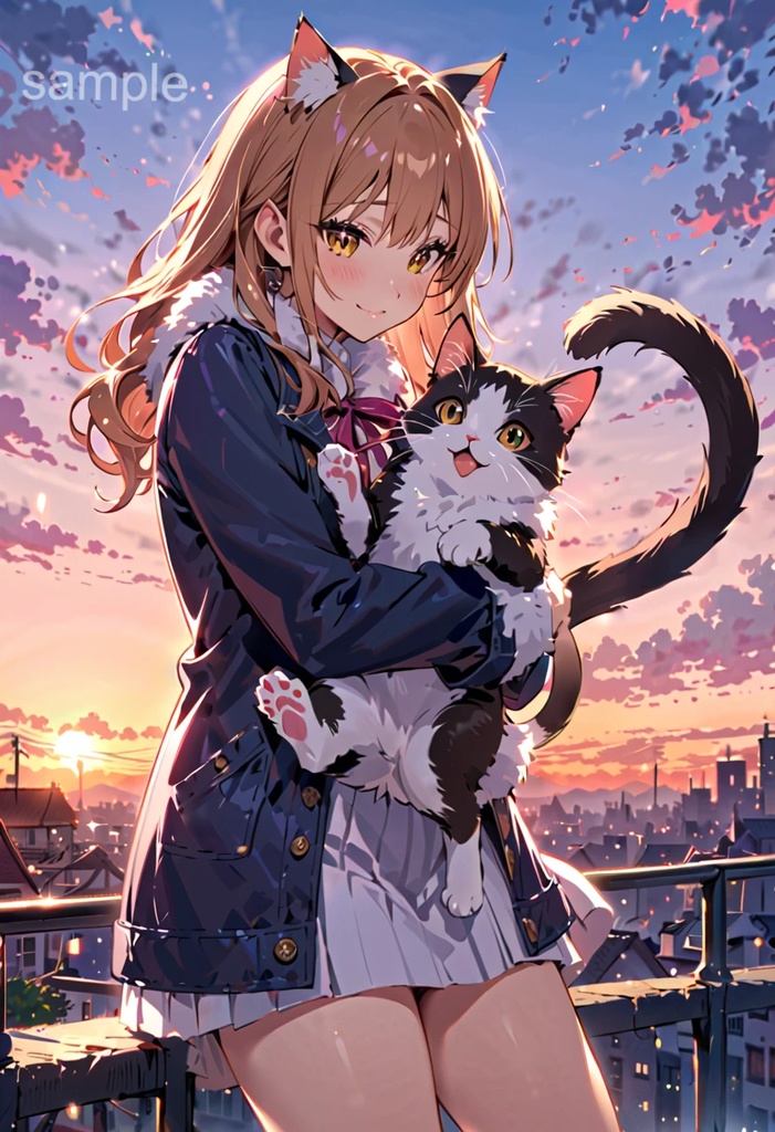 【猫耳娘と猫】 壁紙 素材 10枚