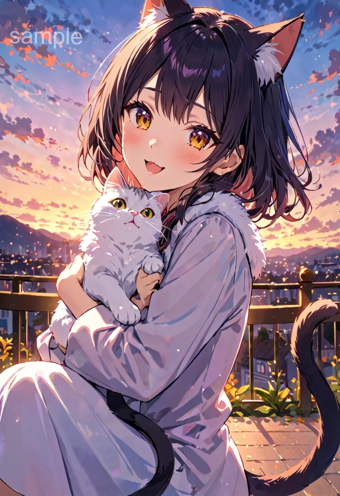 【猫耳娘と猫】 壁紙 素材 10枚