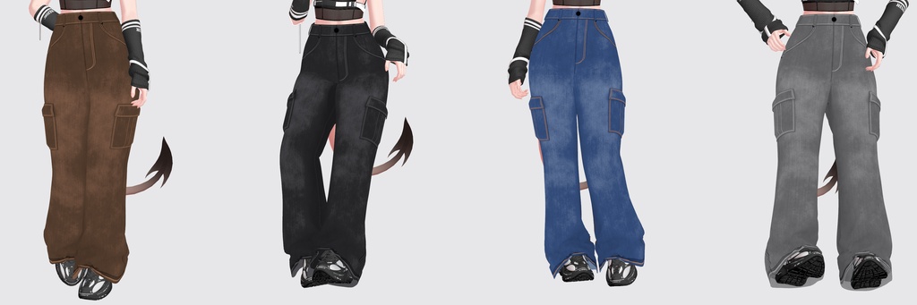 Baggy Denim Cargo Jeans (4 colors) / ゆったりデニムカーゴジーンズ(4色)