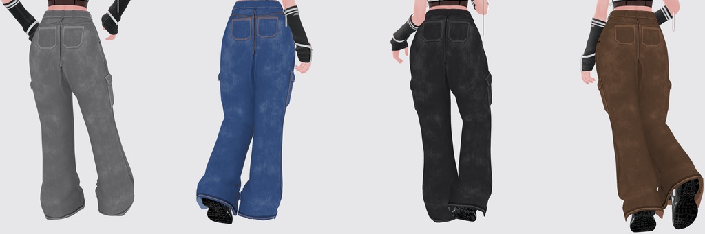 Baggy Denim Cargo Jeans (4 colors) / ゆったりデニムカーゴジーンズ(4色)