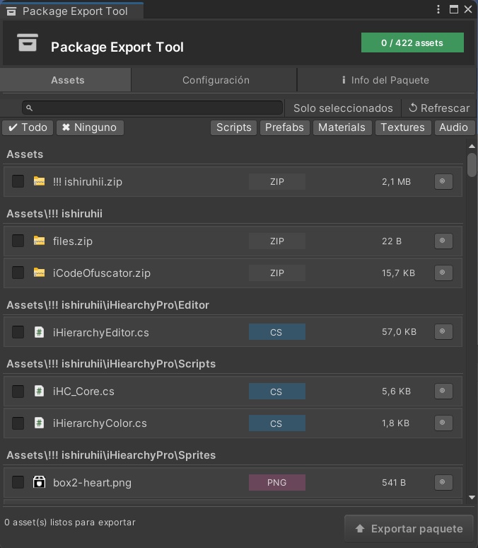 iPackageExportTool (Abandonado) | Exportacion de Archivos a Prefabricado.