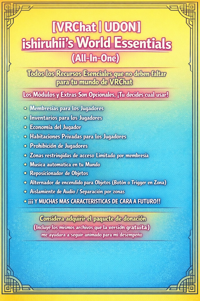 [Comming Soon] [World/UDON] ishiruhii's World Essentials | Recursos esenciales que no deben faltar para tu mundo de VRChat.