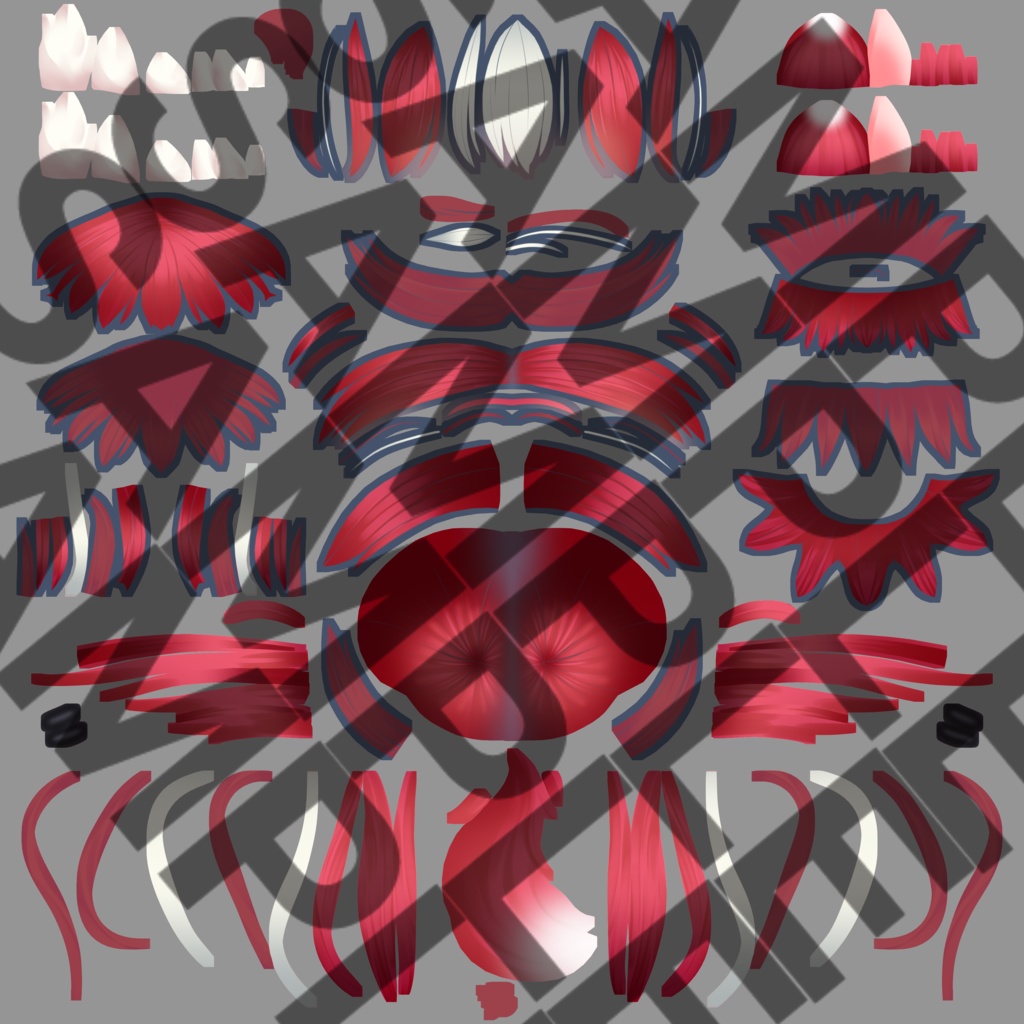 Rindo/竜胆 Red/White Hair Texture