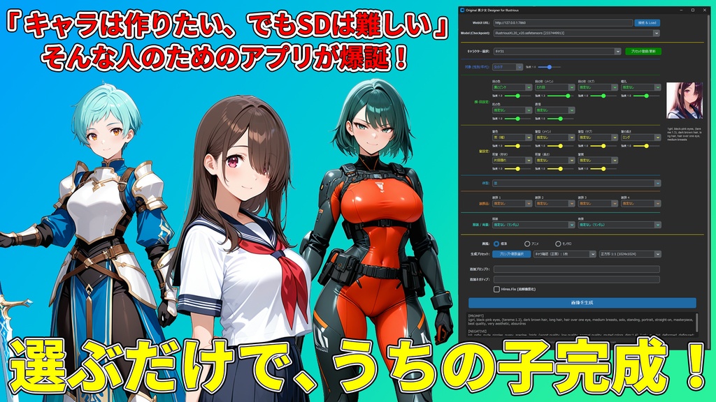 オリキャラデザイン・画像生成補助アプリ「Original 美少女 Designer」