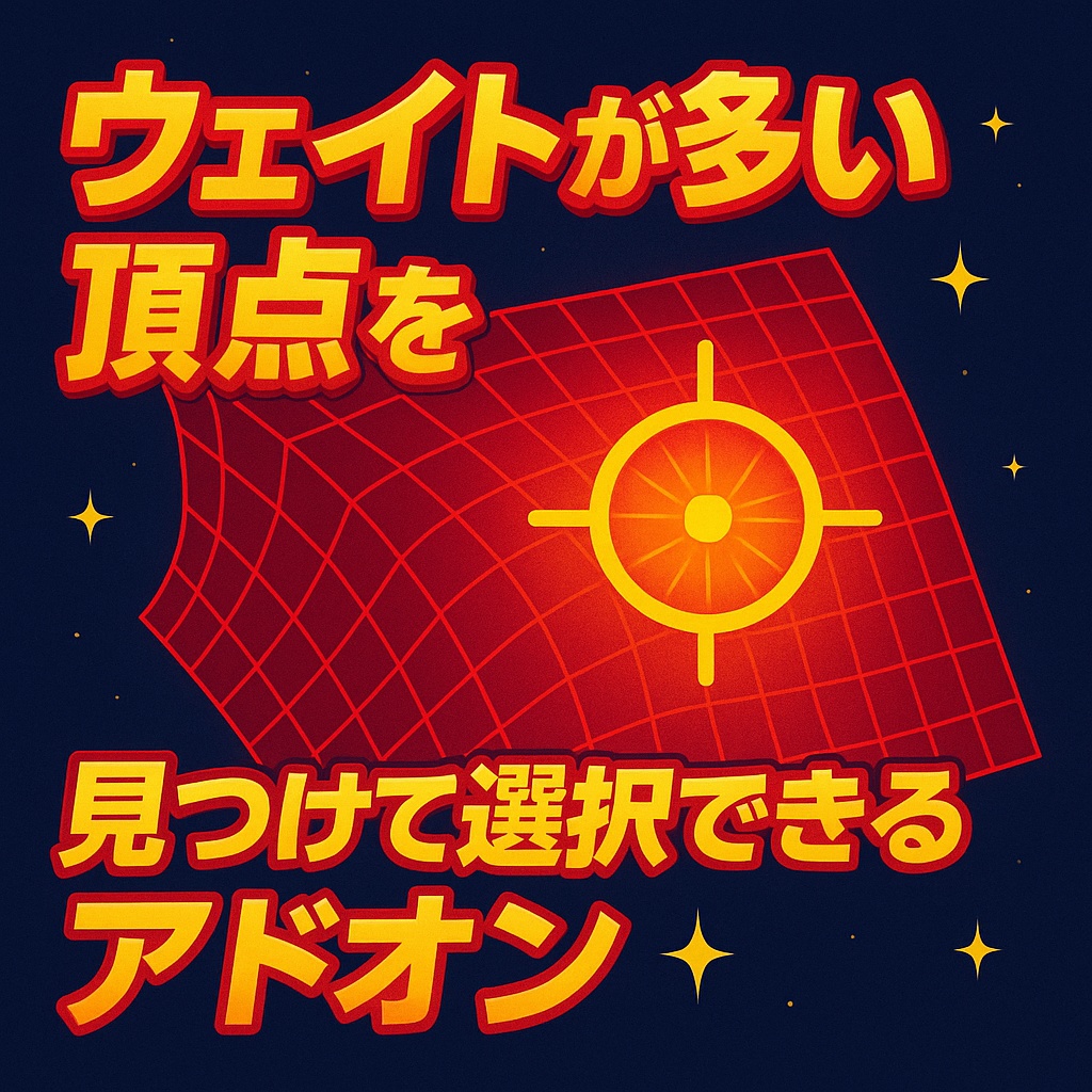 【無料】ウェイトが多い頂点を見つけて選択できるアドオン「Weight Filter Active」
