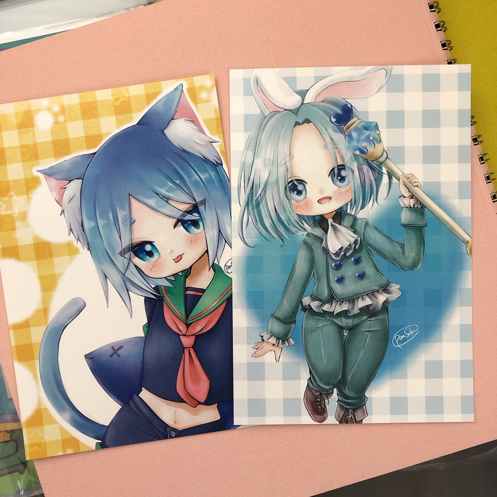 ポストカード(ねこ男子＋ロミ)