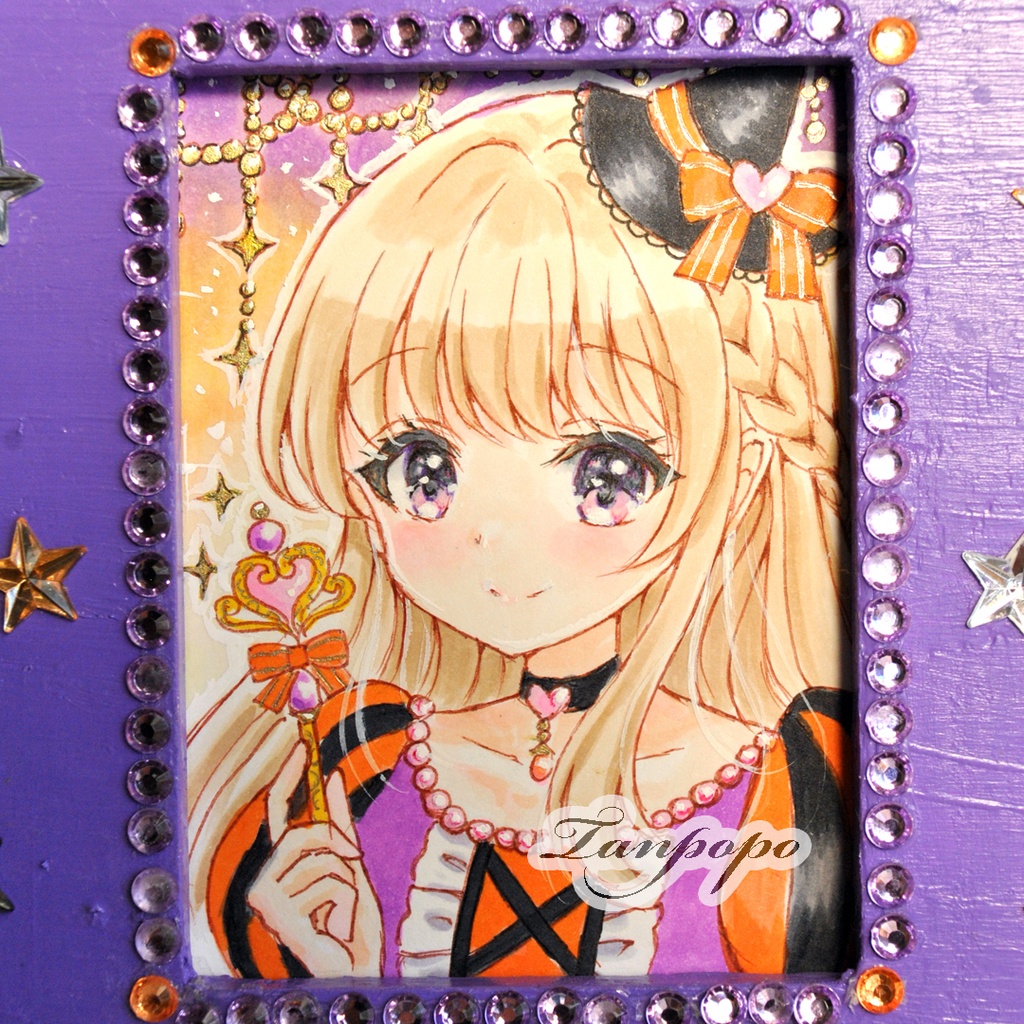 手描きイラスト原画 ハロウィンの魔女