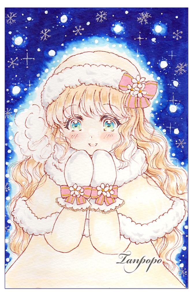 【複製】手描き アナログ イラスト オリジナル 年賀・冬ポストカードセット