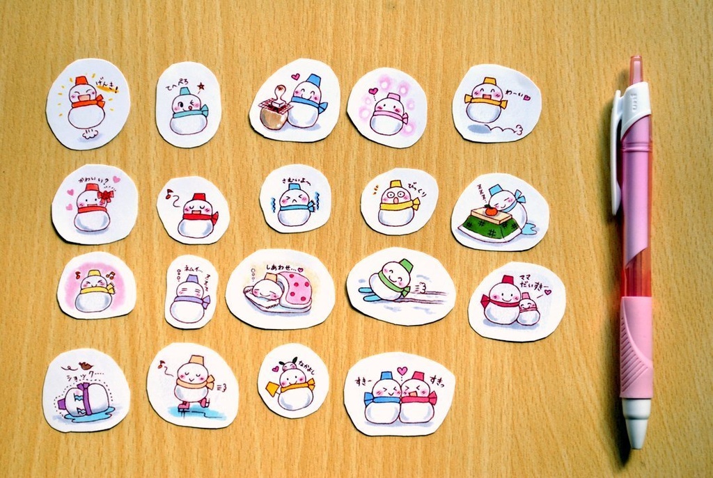 【複製】手描き アナログ イラスト オリジナル 年賀・冬ポストカードセット