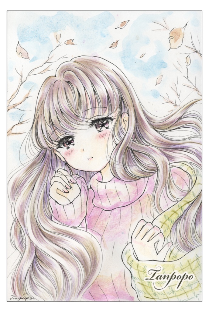 【複製】手描き アナログ イラスト オリジナル 年賀・冬ポストカードセット