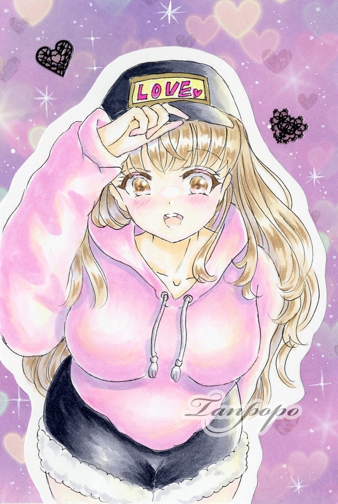 手描きイラスト 帽子をかぶった女の子