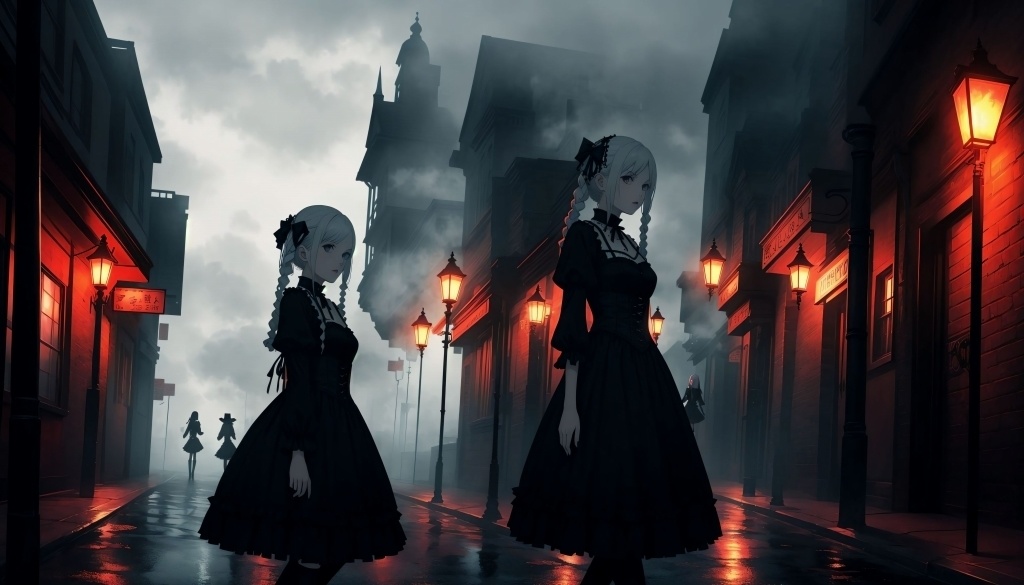 霧の中のゴシックロリータ少女