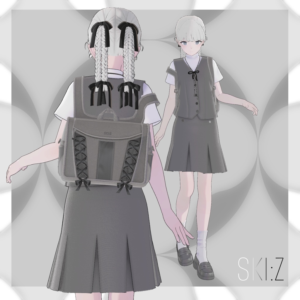 「Lapwing」 Short_vest+Pleated_skirt_set