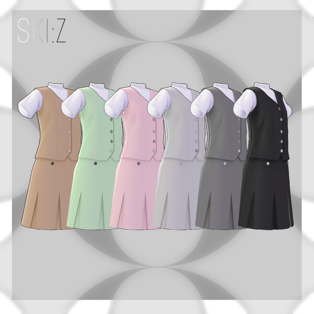 「Lapwing」 Short_vest+Pleated_skirt_set