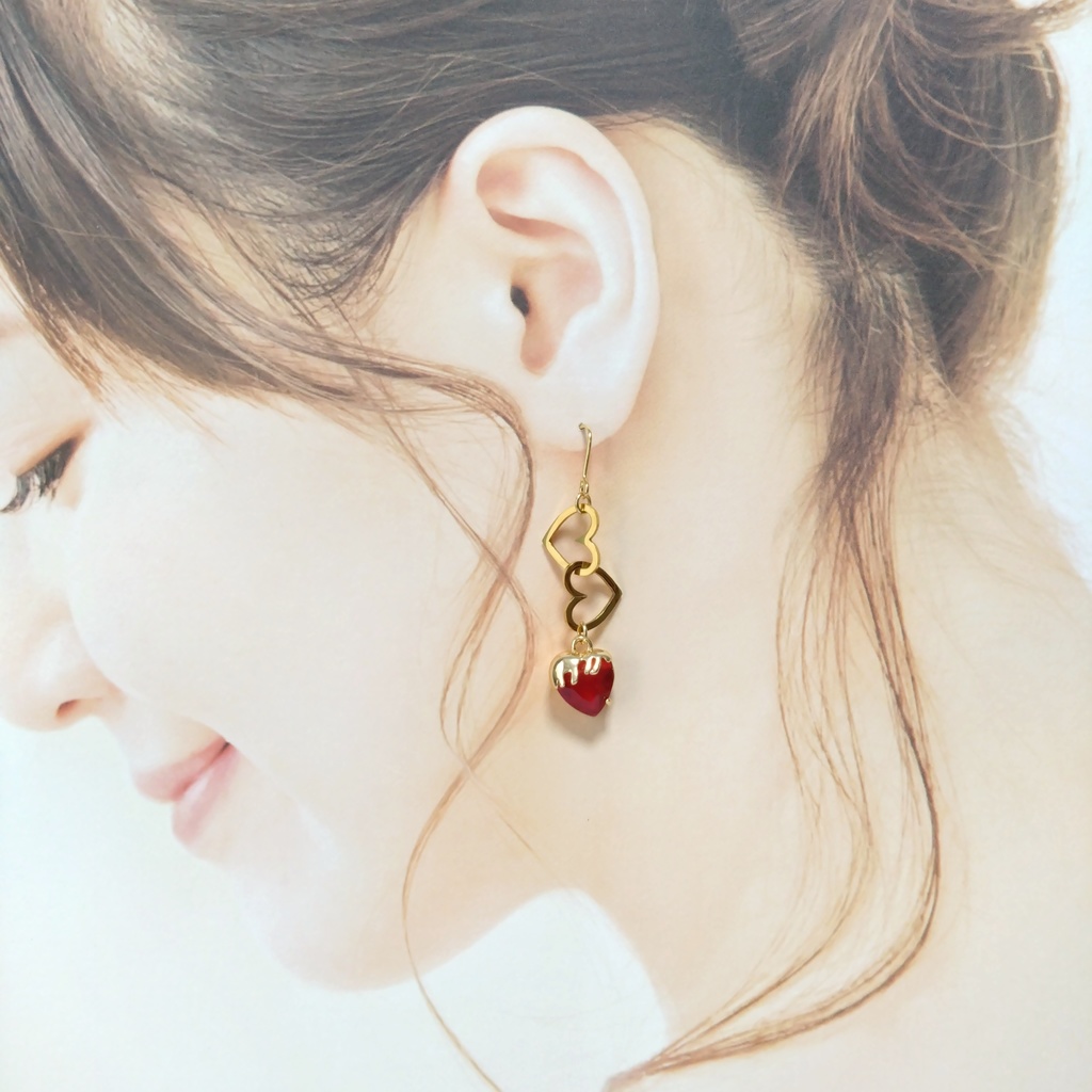メルティ♡とステンレスWハートのピアス/イヤリング