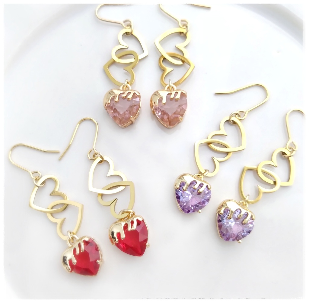 メルティ♡とステンレスWハートのピアス/イヤリング