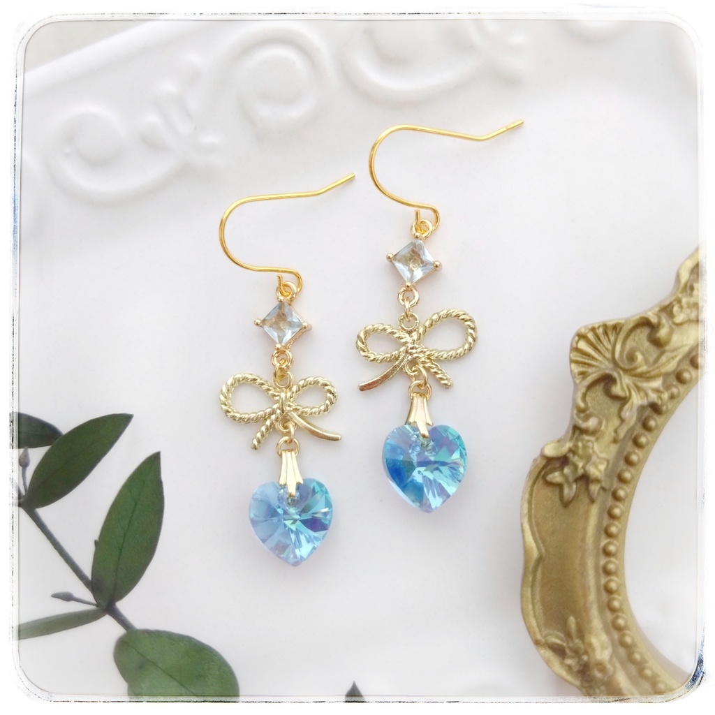 クリスタル♡とリボンの推しカラーピアス/イヤリング