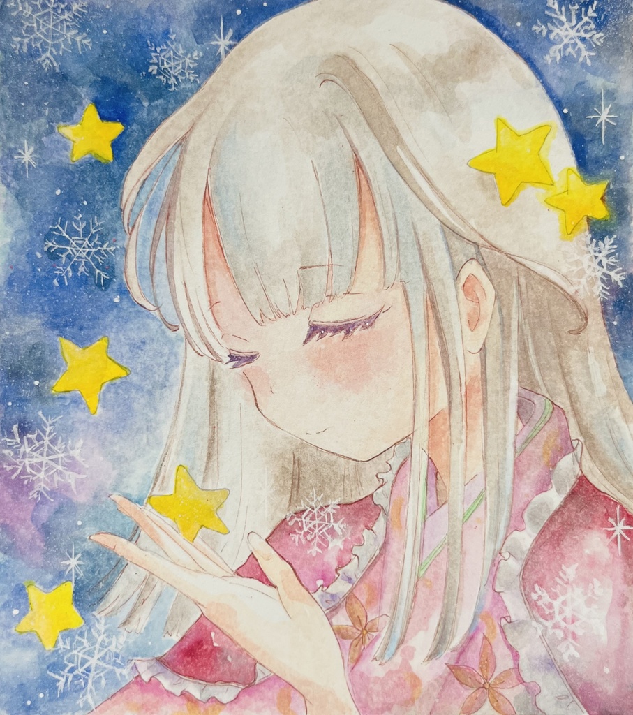 オリジナル手描きイラスト ミニ色紙