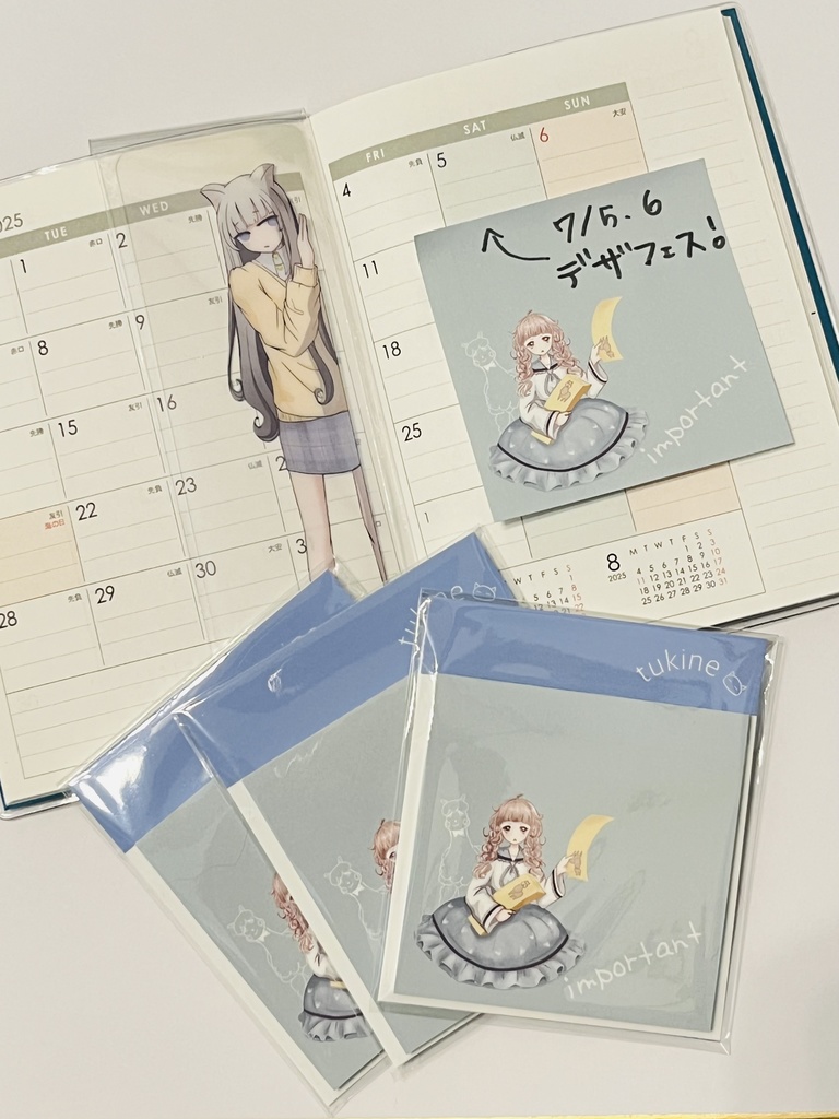 癒しの小人ちゃん付箋としおりねこセット