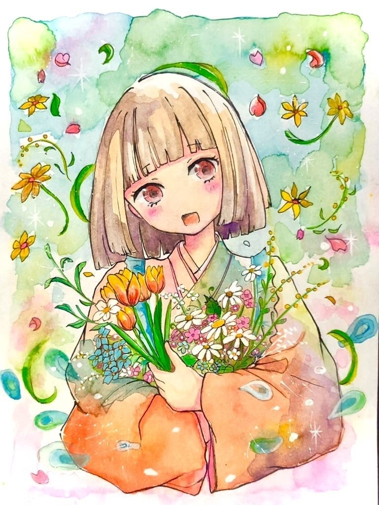 イラスト原画 「やっぱり春が好き!」