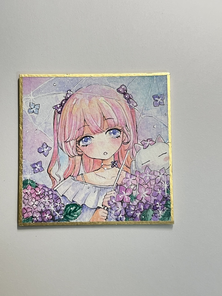 豆色紙原画『紫陽花にゃんこ』