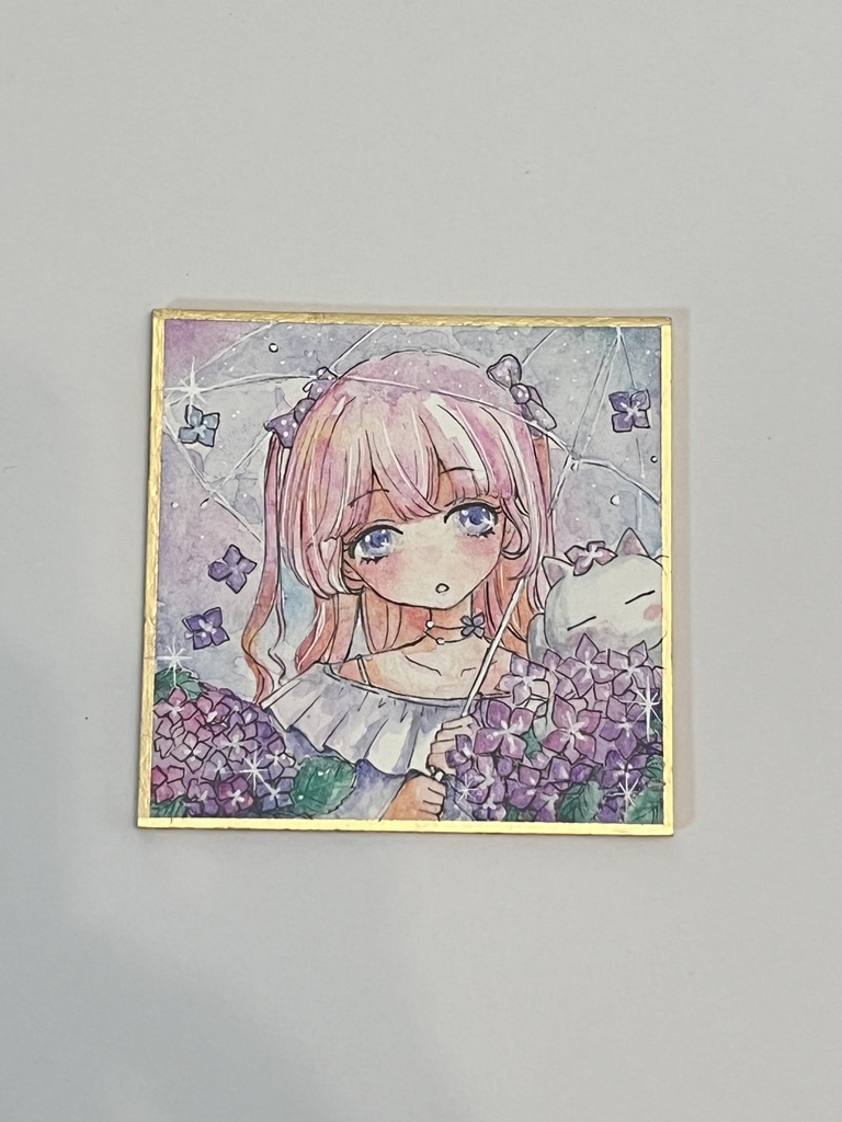 豆色紙原画『紫陽花にゃんこ』