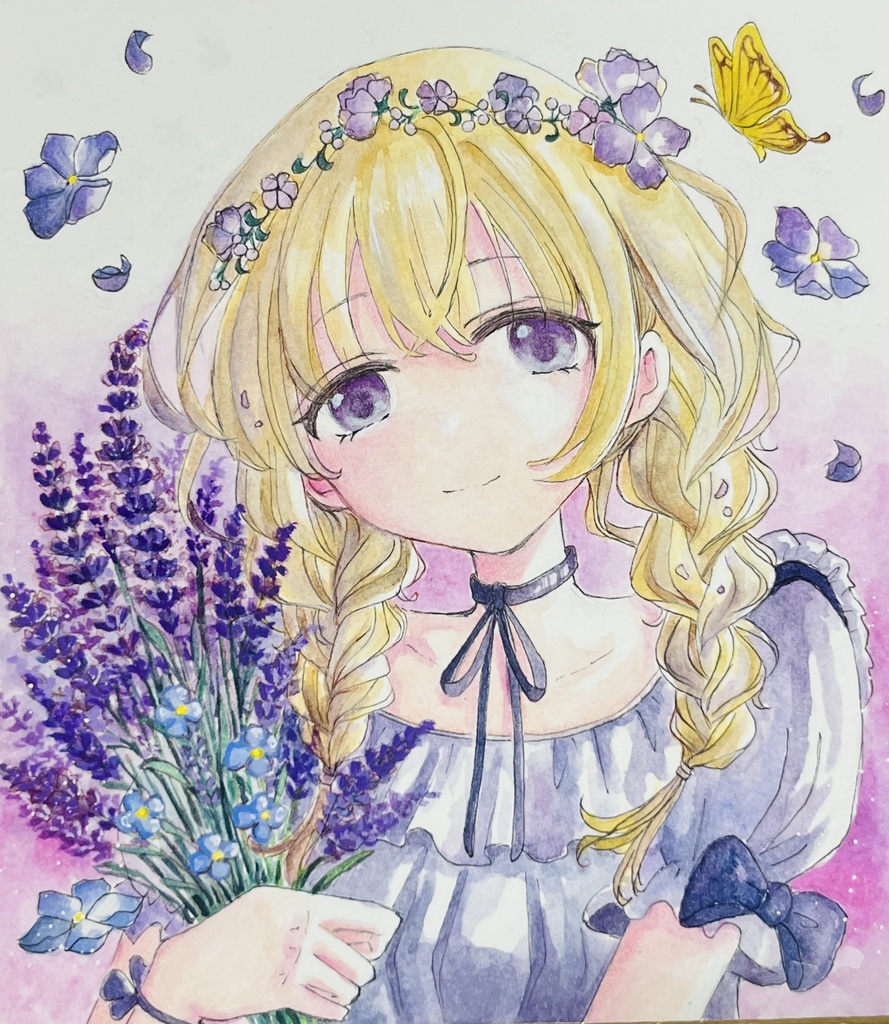 ミニ色紙原画 『むらさきちゃん』