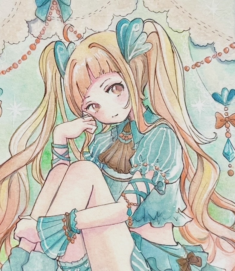 加筆しました✨️ミニ色紙原画 『ミントちゃん』