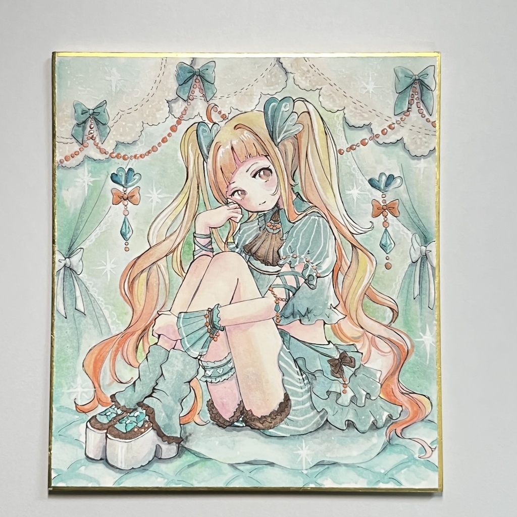 加筆しました✨️ミニ色紙原画 『ミントちゃん』