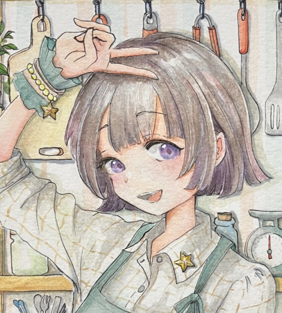 ミニ色紙原画『NYAN'S   KITCHEN』