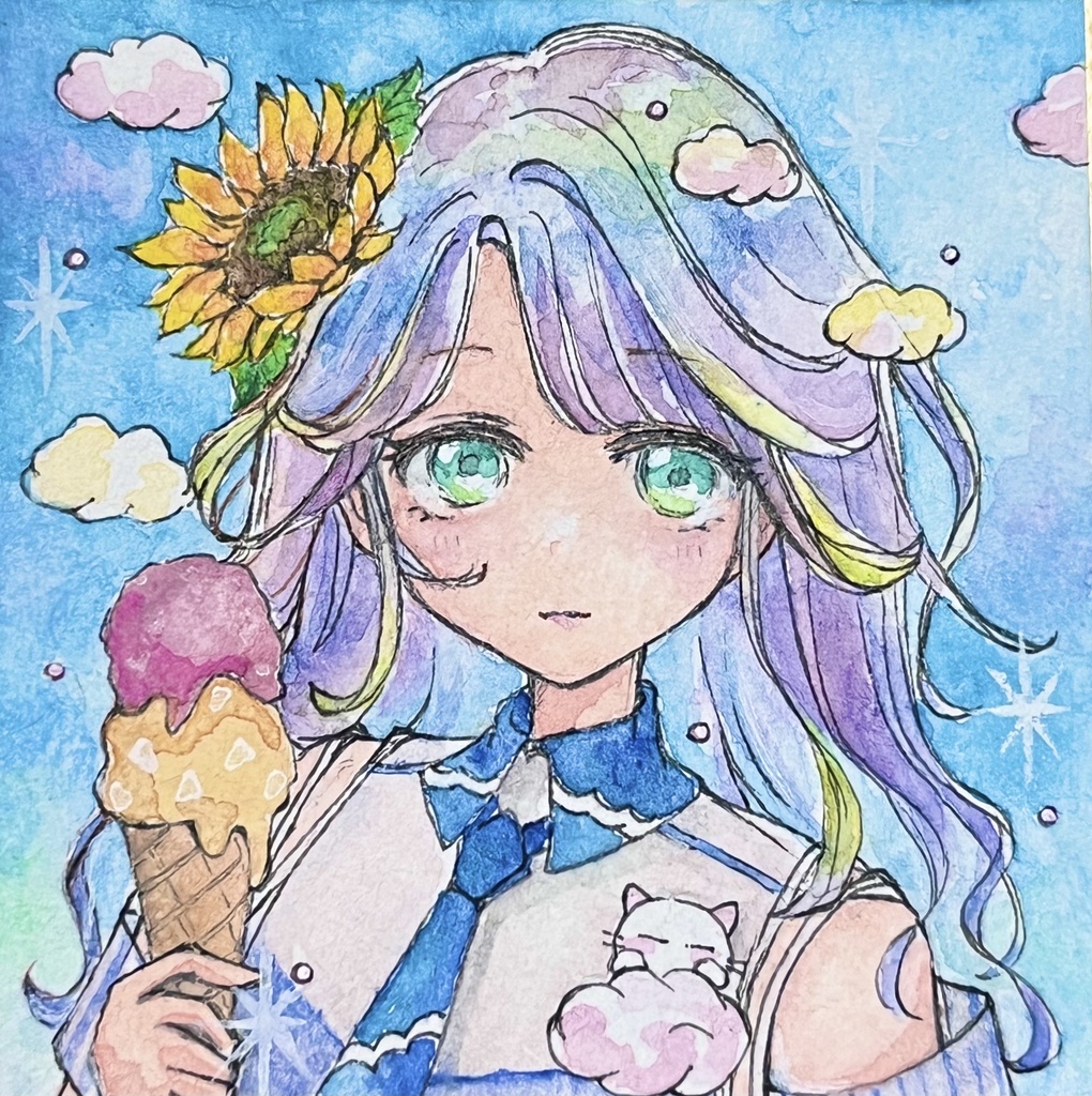 豆色紙原画 『夏盛り🌻』