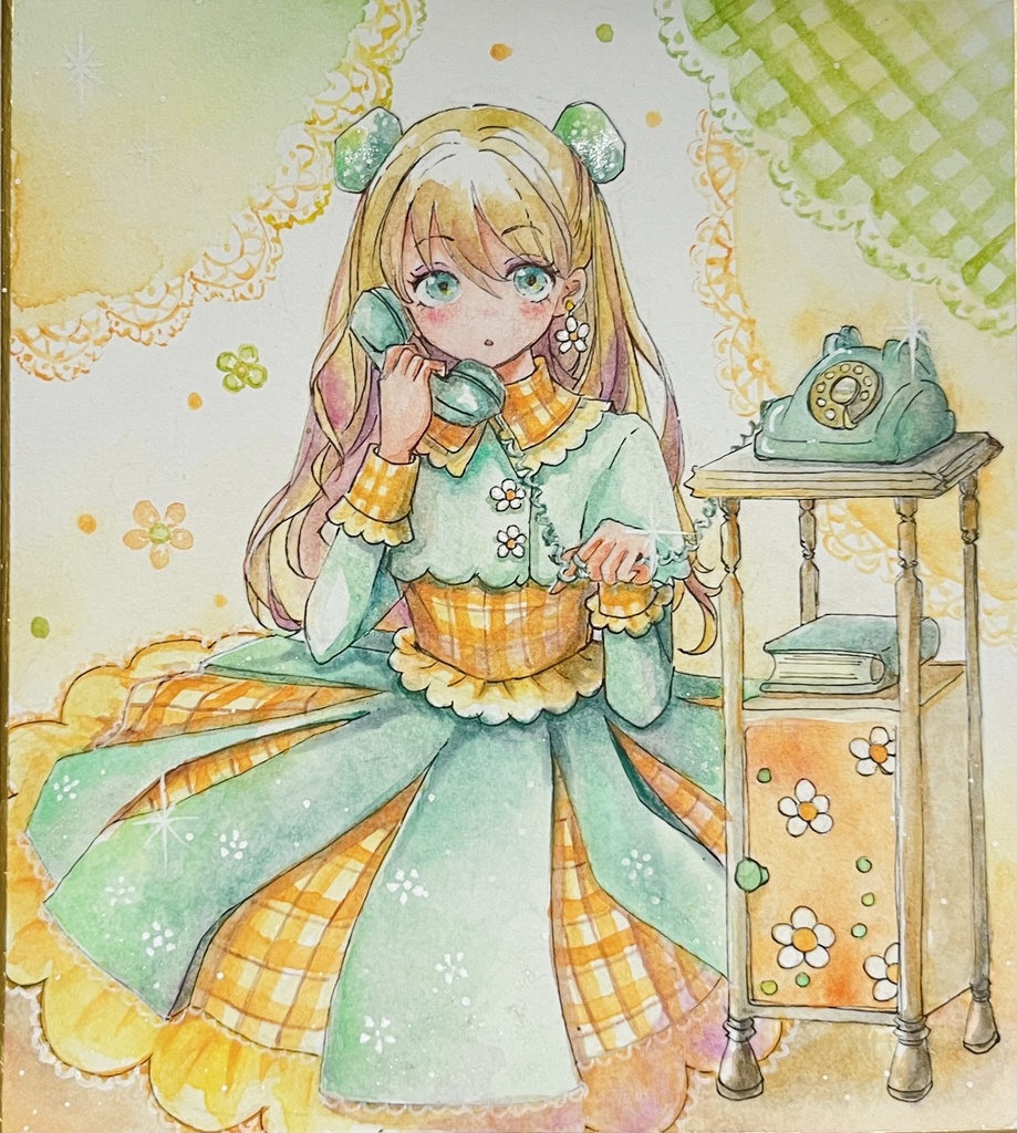 ミニ色紙原画『ラブコール♡』加筆修正版