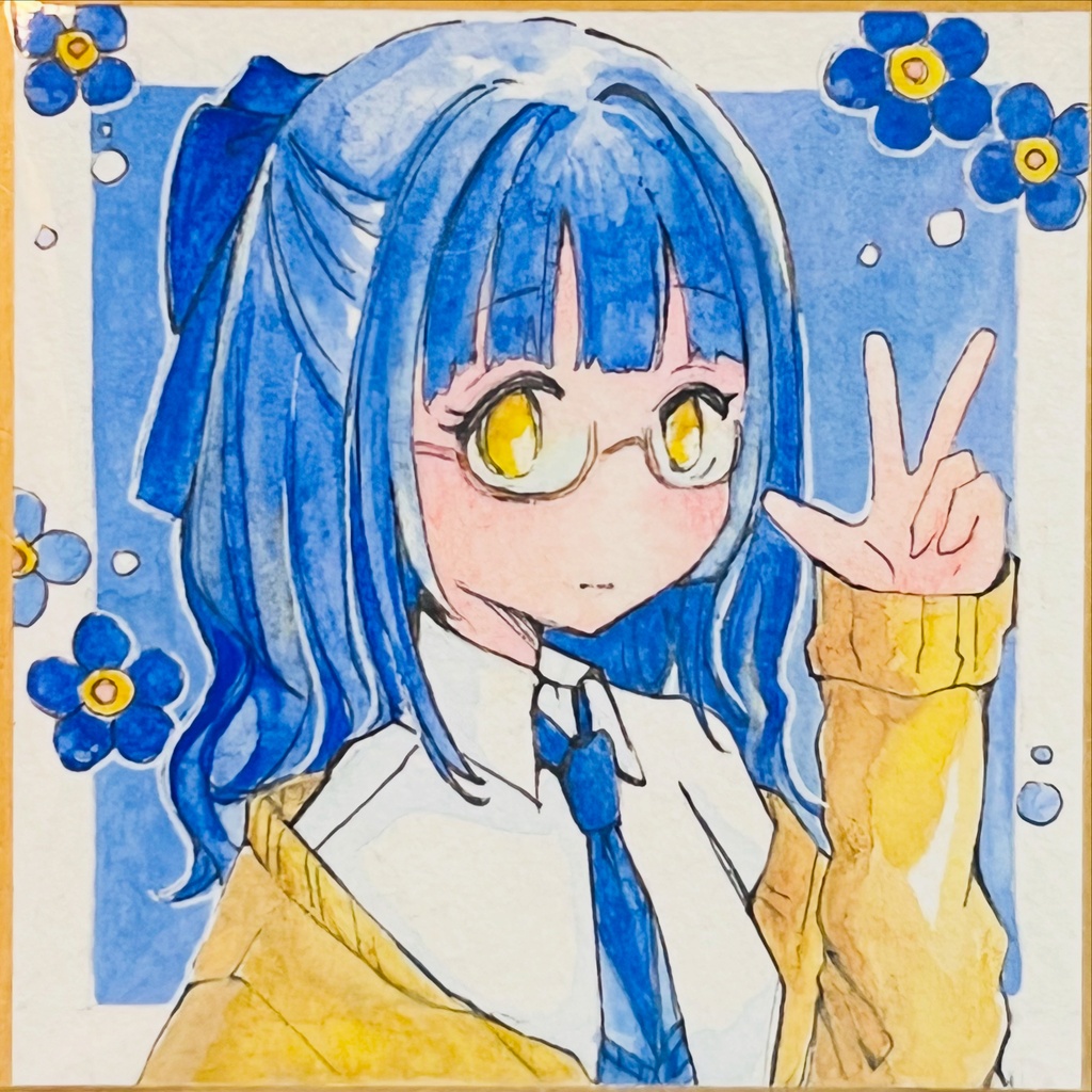 豆色紙原画『あおいちゃん』オリジナルイラスト
