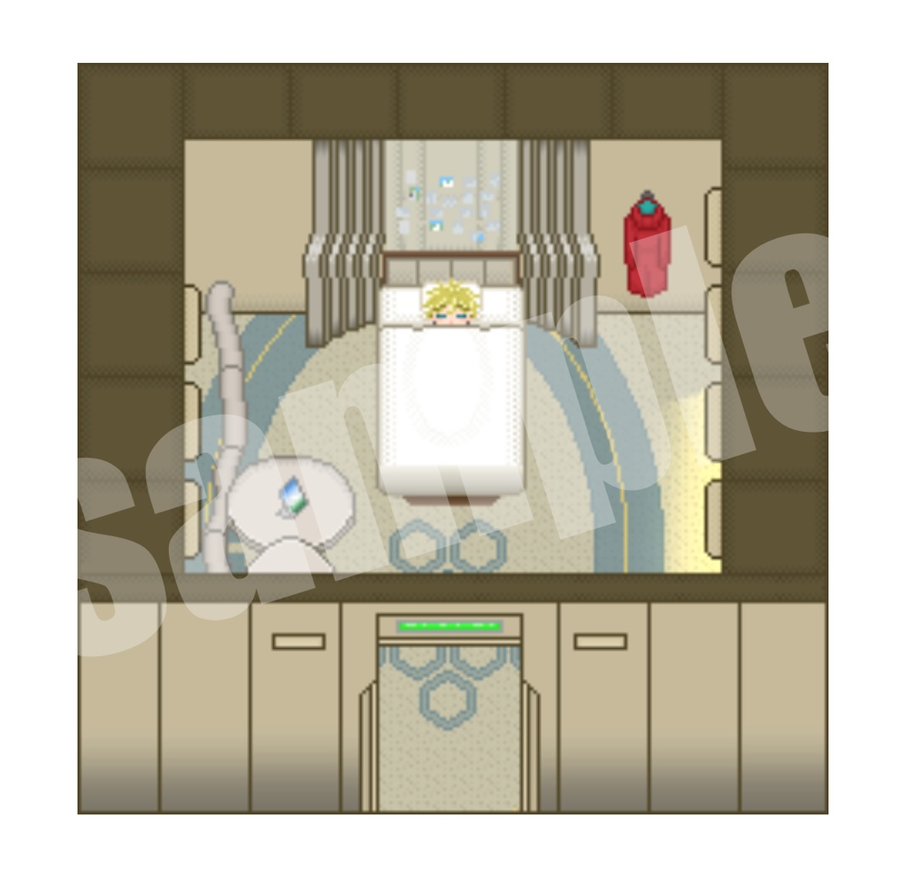 【ピクスク用】3番艦《HOME》ヴァッシュの私室STAMPATEver【店舗外観画像素材】