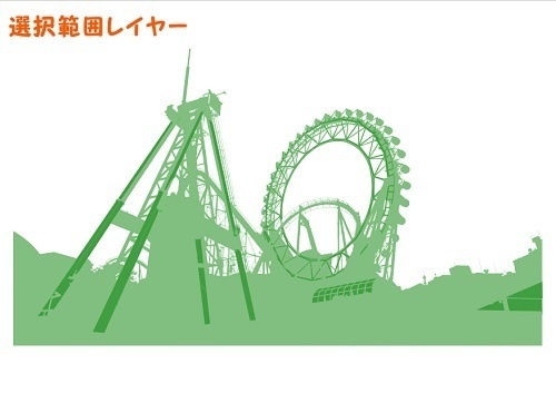 【マンガ背景用素材】【遊園地】K_観覧車&コースター⑨【夜/昼/トーンなし】【3変化対応】