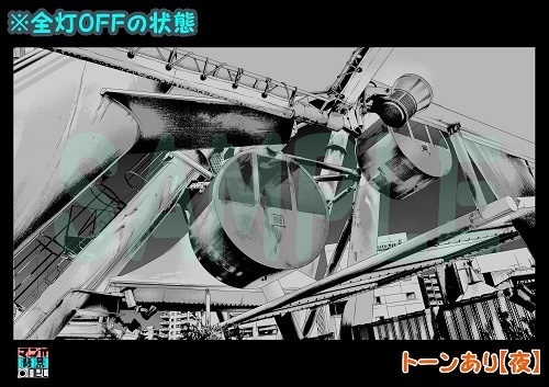【マンガ背景用素材】【遊園地】K_観覧車⑬【夜/昼/トーンなしセット】【3変化対応】