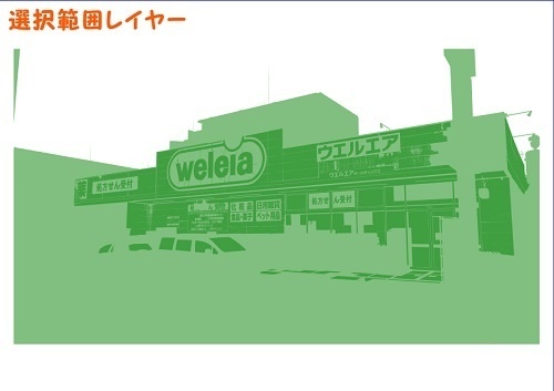 【マンガ背景用素材】【ドラッグストア】W_外観_5【夜/昼/トーンなしセット】【3変化対応】【zip転送で中身はclipファィル】
