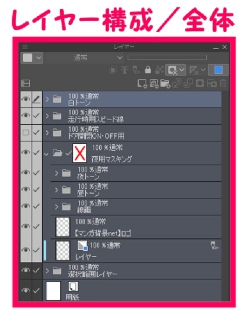 【マンガ背景用素材】【警察】パトカーB①【夜/昼/トーンなしセット】【3変化対応】【zip転送で中身はclipファィル】