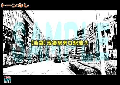 【マンガ背景用素材】【池袋】池袋駅東口駅前③【夜/昼/トーンなしセット】【3変化対応】【zip転送で中身はclipファィル】