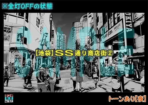 【マンガ背景用素材】【池袋】サンシャイン通り商店街②【夜/昼/トーンなしセット】【3変化対応】【zip転送で中身はclipファィル】